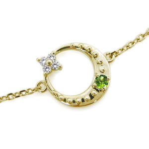 ペリドット ブレスレット 月 星モチーフ 10金 ブレス