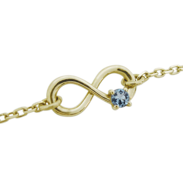 アンクレット アクアマリンサンタマリア 10金 Infinity 無限 ブレスレット｜PLEJOUR 誕生石ジュエリー専門店