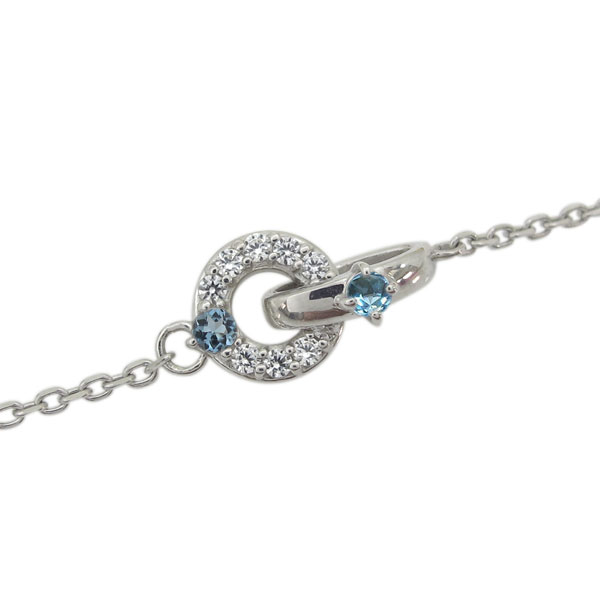 プラチナ ダブルリング ブルートパーズアンクレット Infinity ブレス|PLEJOUR 誕生石ジュエリー専門店