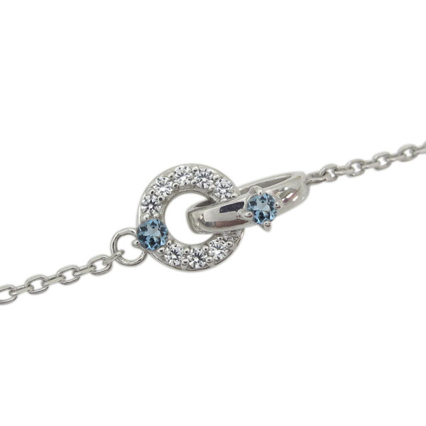 プラチナ ダブルリング アクアマリンサンタマリアアンクレット Infinity ブレス｜PLEJOUR 誕生石ジュエリー専門店