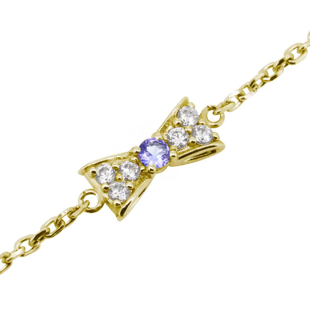 18k ブレスレット レディース ゴールド リボン タンザナイト 10月誕生石 りぼん 18金 ホワイトゴールド ピンクゴールド シンプル おしゃれ タンザナイトブレスレット k18 ジュエリー｜PLEJOUR 誕生石ジュエリー専門店