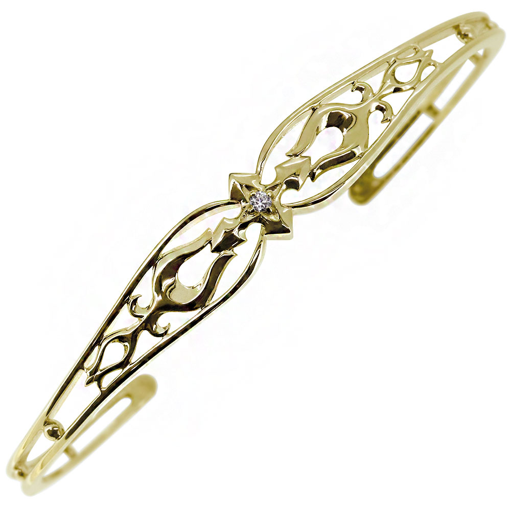 バングル メンズ ゴールド 18k 18金 太め クロス 透かし ブレスレット ダイヤモンド 父の日 2023｜PLEJOUR 誕生石ジュエリー専門店