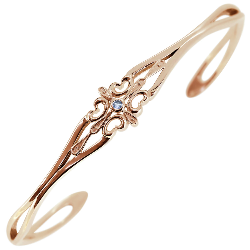 18金 ブレスレット メンズ 人気 バングル 18k アクアマリンサンタ 