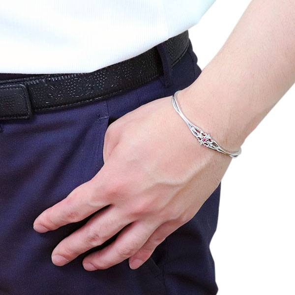 18金 ブレスレット メンズ バングル 18k ゴールド クロス 人気 ルビー 透かし Rvcconst Com