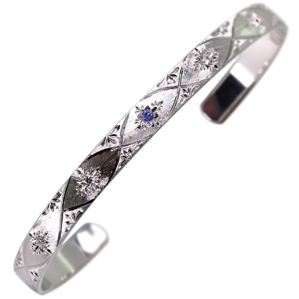 即*中様 天然石サファイアバングル 楽天市場】バングル サファイア レディース 10金 k10 彫金 手彫り