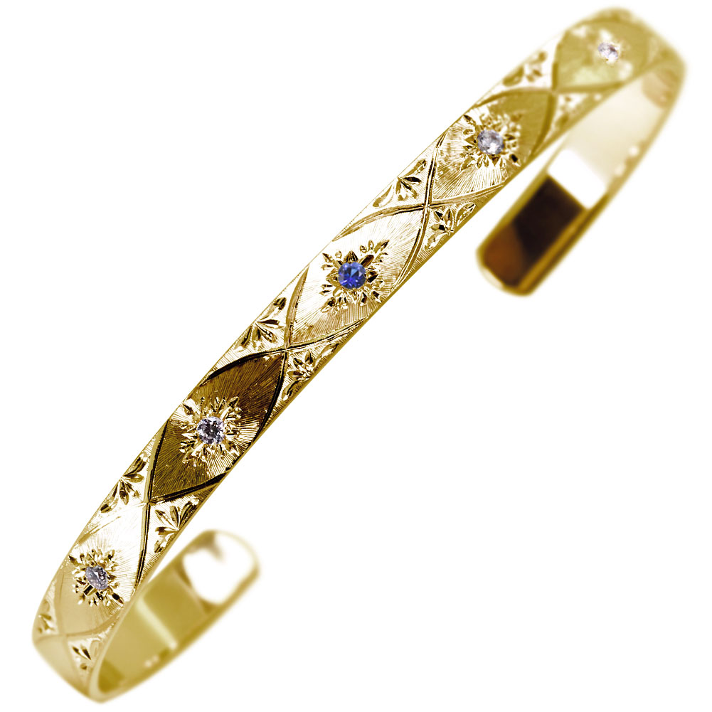 バングル ゴールド 18k 18金 レディース サファイア ブレスレット ピンクゴールド K18 9月誕生石 女性 プレゼント ジュエリー おすすめ 大人 誕生日 記念日 彼女 ギフト かわいい｜PLEJOUR 誕生石ジュエリー専門店