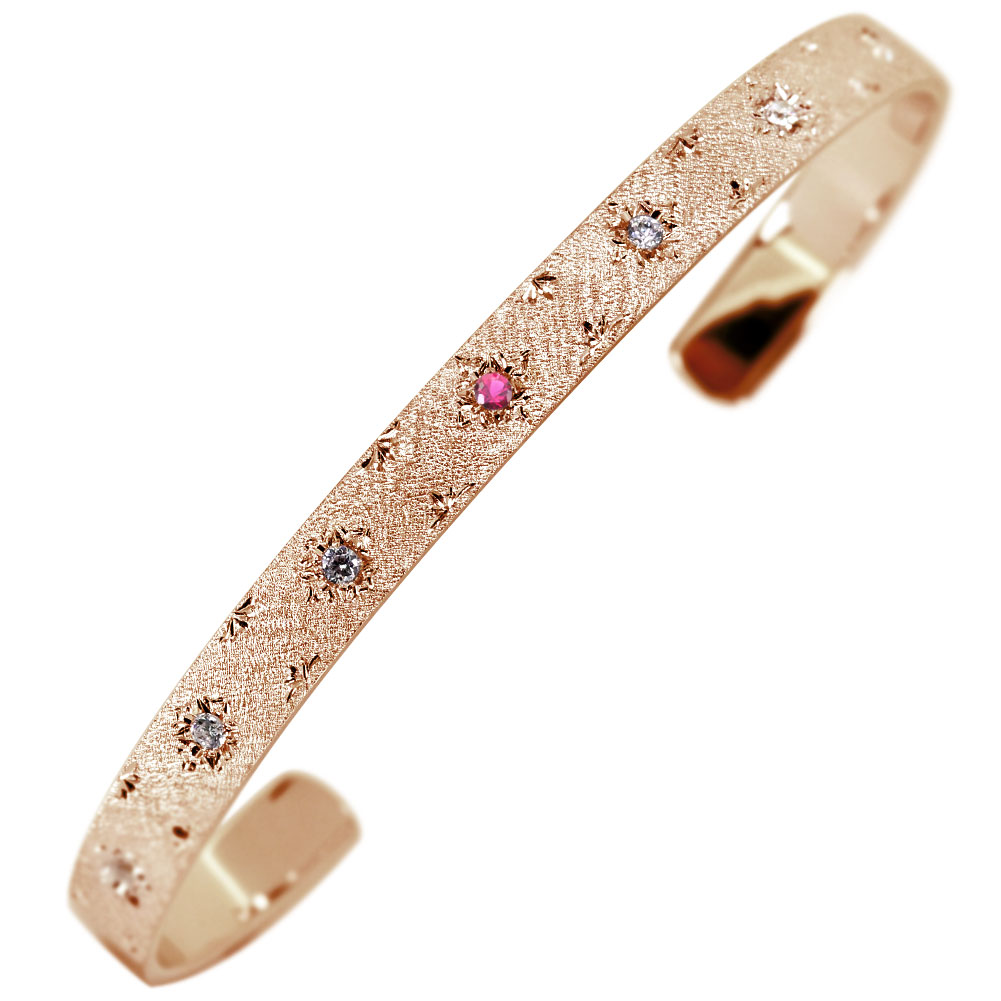 バングル 18k 18金 レディース ブレスレット 選べる誕生石 18k イエローゴールド ピンクゴールド レディースバングル 彫金 おしゃれ 普段使い ジュエリー プレゼント 女性|PLEJOUR 誕生石ジュエリー専門店