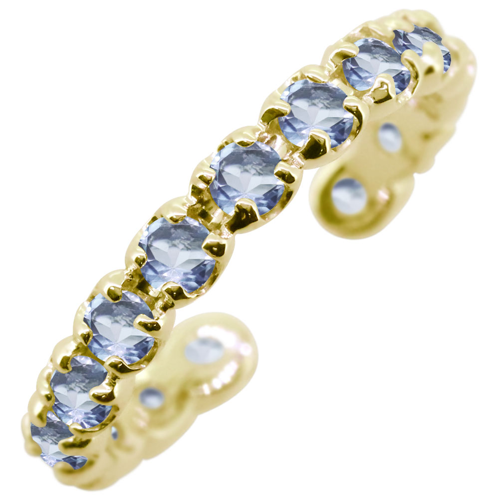 イヤーカフ エタニティ 18k 18金 誕生石 3月 アクアマリンサンタマリア イヤリング イヤカフ 片耳用｜PLEJOUR 誕生石ジュエリー専門店