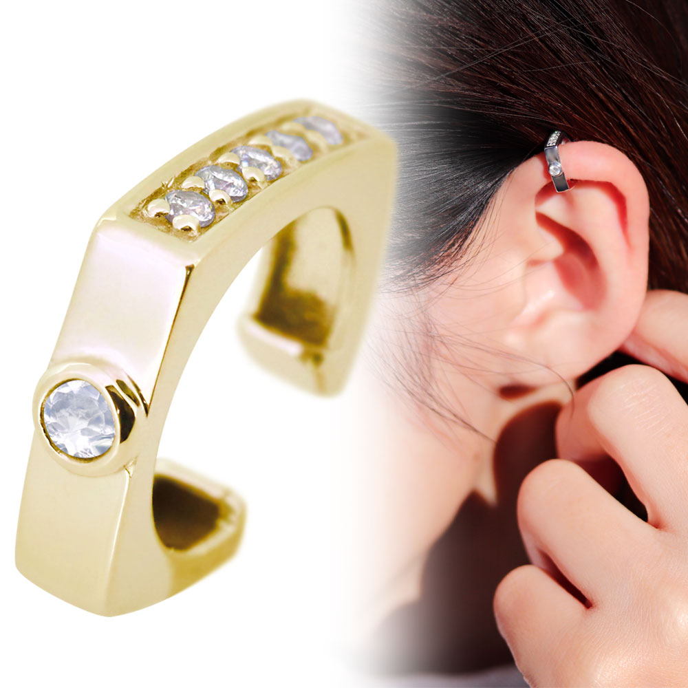 イヤーカフ レディース 18金 18k 片耳用 イヤカフ 6月誕生石 ロイヤルブルームーンストーン ノンホールピアス 2way|PLEJOUR 誕生石ジュエリー専門店
