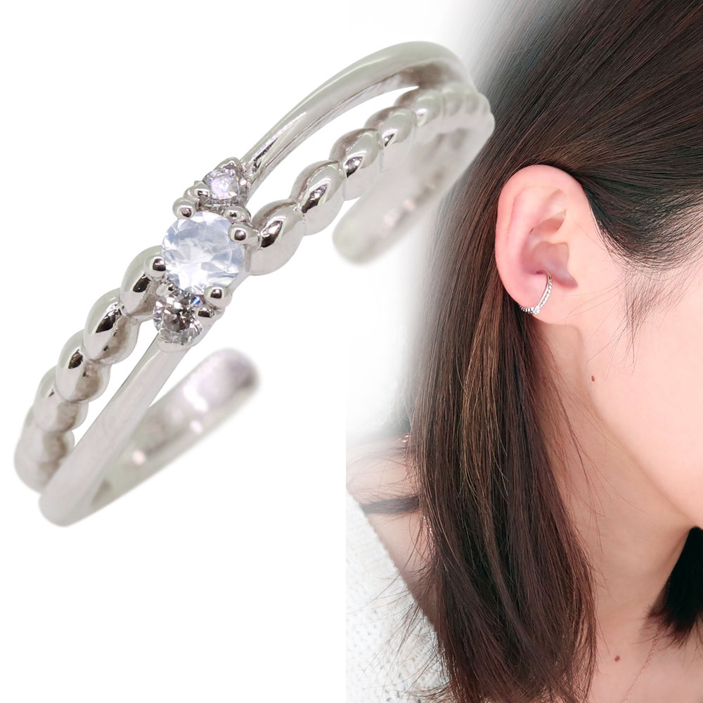ノンホールピアス イヤーカフ レディース 片耳 イヤーカフス プラチナ ロイヤルブルームーンストーン 45,780円