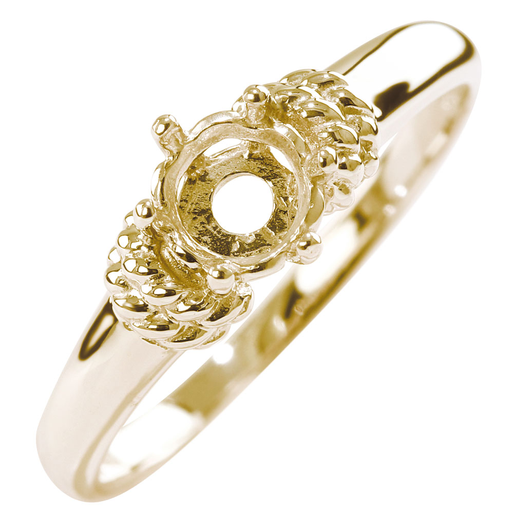 指輪 空枠 枠 セミオーダー リング ジュエリーリフォーム ロープデザイン ロープモチーフ K18 18金 18K K10 10金 10K 一粒 プラチナ 5mm ゴールド ピンクゴールド シルバー ホワイトゴールド Pt900 SV925