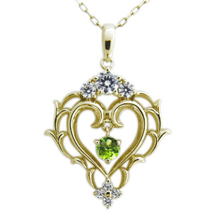 誕生石 ネックレス 18金 オープンハート ハートモチーフ ペンダント 18k アラベスクネックレス 唐草 ハート ジュエリー レディース 人気 大人可愛い 普段使い プレゼント 99,660円