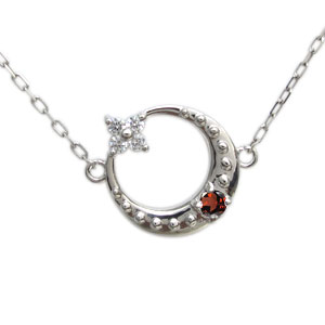 プラチナ ガーネット ネックレス 星 月モチーフ ネックレス 51,420円