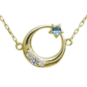 ブルートパーズ ネックレス 月モチーフ ネックレス K18 ネックレス