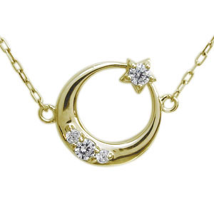 ダイヤモンド ネックレス 月モチーフ ネックレス K18 ネックレス