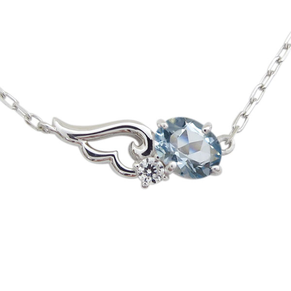 楽天市場】アクアマリン 天使の羽 ペンダントトップ ネックレス 天然石