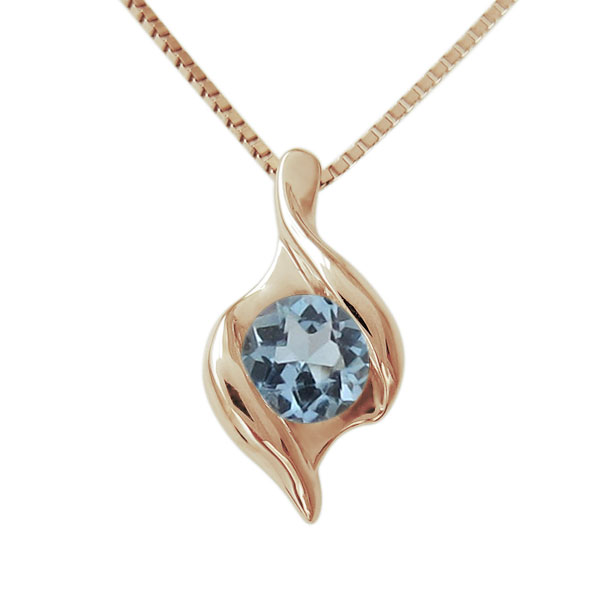 シンプルネックレス アクアマリンペンダント 18金 上品｜PLEJOUR 誕生石ジュエリー専門店