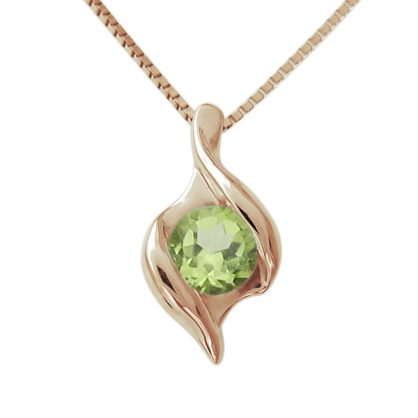 シンプルネックレス ペリドット ペンダント 18金 上品
