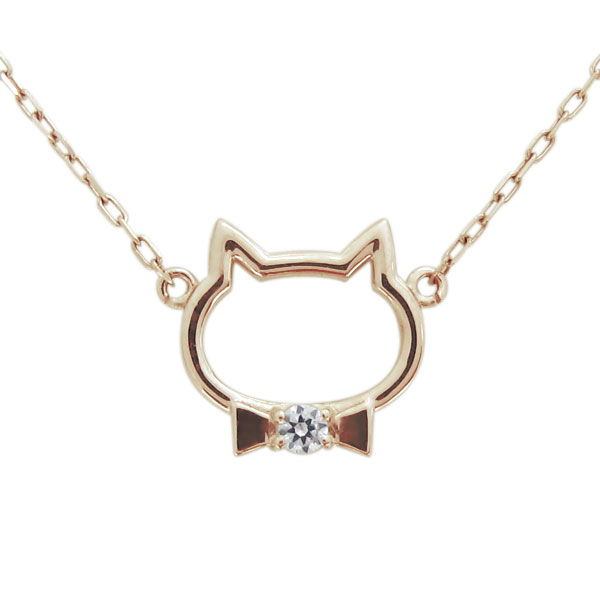 ネックレス レディース 猫 ダイヤモンド ネコ ペンダント K18 プレゼント 母の日 2026