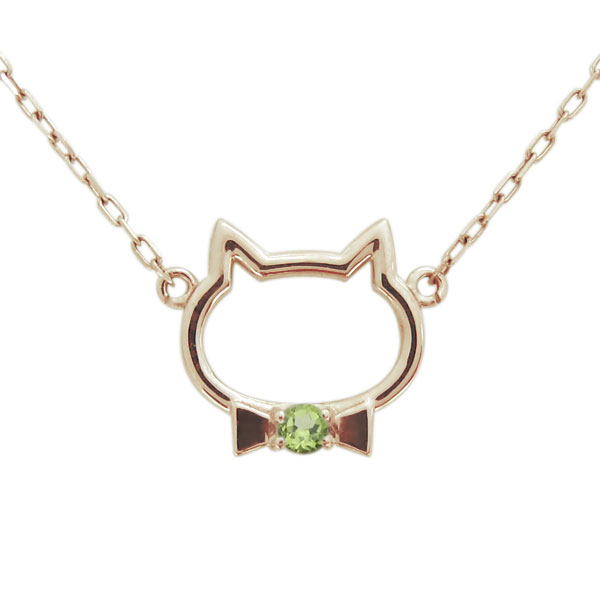 ネックレス レディース 猫 ペリドット ネコ ペンダント K18 プレゼント 母の日 2026｜PLEJOUR 誕生石ジュエリー専門店