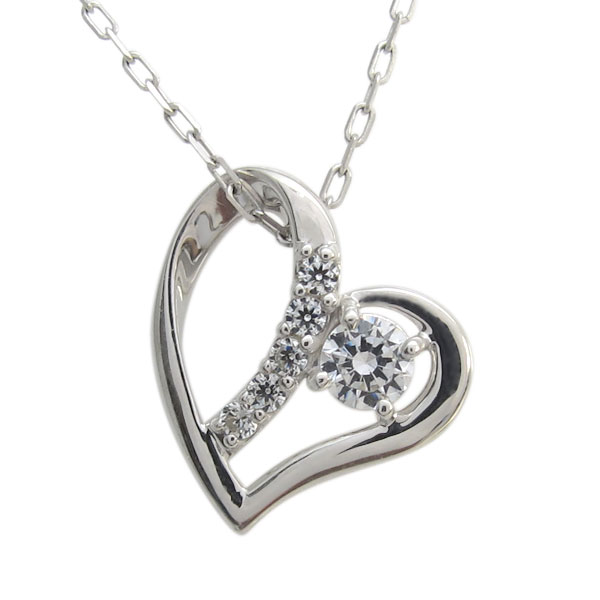 楽天市場】プラチナ オープンハート ダイヤ ネックレス 0.5ct pt900