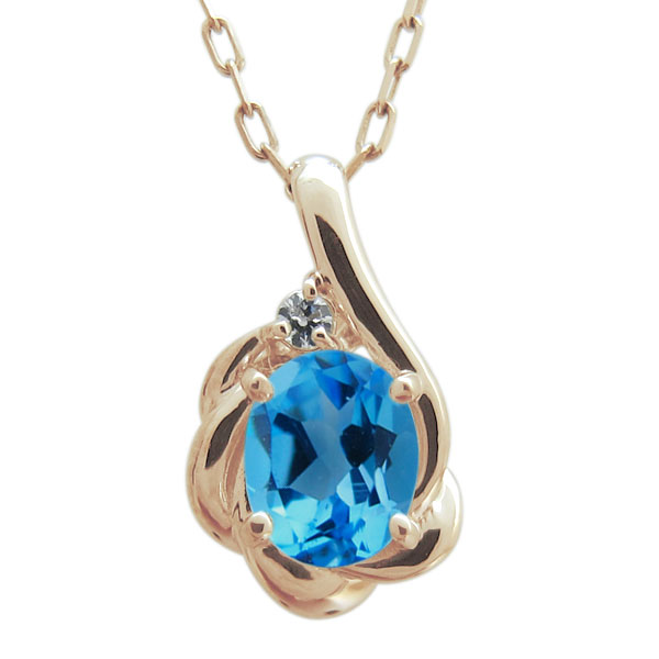 ブルートパーズ ネックレス 18k レディース オーバル K18 シンプル ペンダント 一粒 18金ネックレス シンプル 大人 女性 ペンダント 11月 誕生石 18金