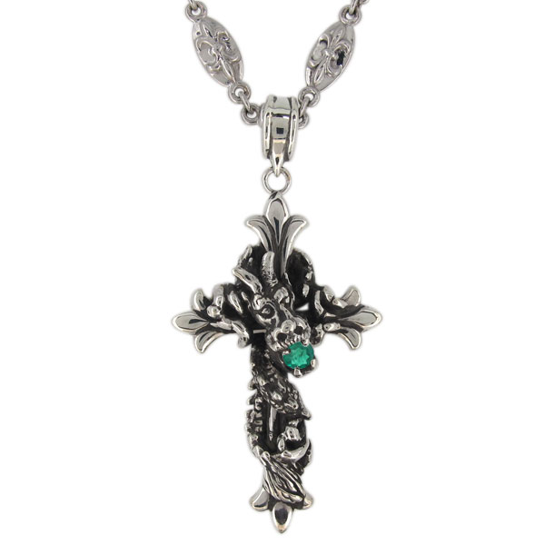 ネックレス・メンズ・シルバー・10金・コンビ・エメラルド・龍・クロス・ペンダント 父の日 2026 57,360円