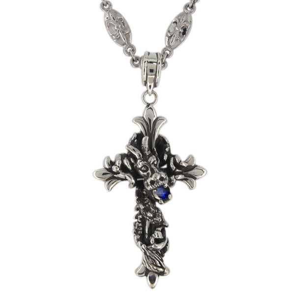 ネックレス・メンズ・シルバー・10金・コンビ・サファイア・龍・クロス・ペンダント 父の日 2026 56,760円