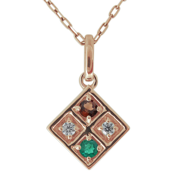ネックレス レディース 18金 18k ガーネット スクエア 四角 ペンダント シンプル プレゼント 母の日 2026|PLEJOUR 誕生石ジュエリー専門店