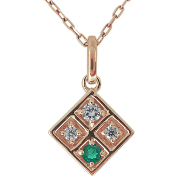 ネックレス レディース 18金 18k ダイヤモンド スクエア 四角 ペンダント シンプル プレゼント 母の日 2026｜PLEJOUR 誕生石ジュエリー専門店
