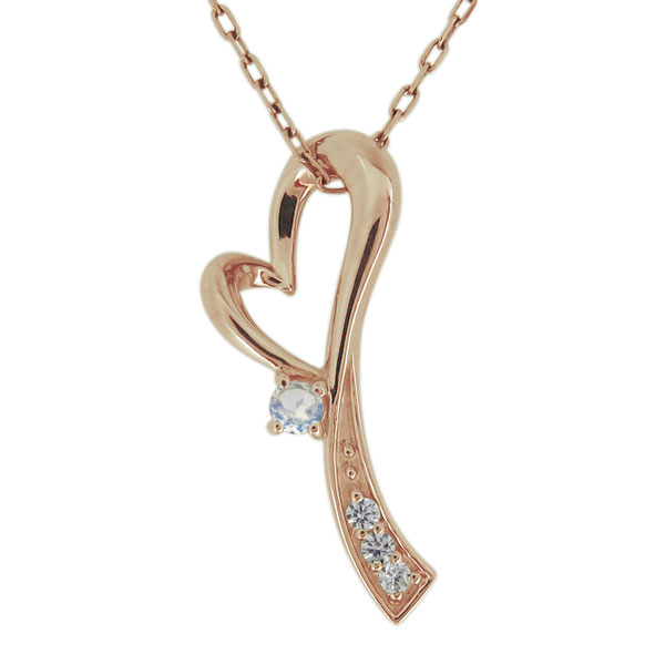 ネックレス ハート ロイヤルブルームーンストーン 18金 ピンク レディースペンダント 大人 かわいい プレゼント 母の日 2026