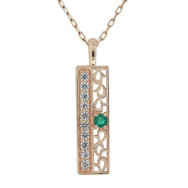 ネックレス エメラルド 18金 18k 唐草 プレート レディースペンダント カジュアル プレゼント 母の日 2026