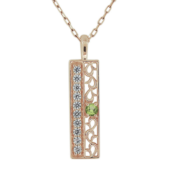 ネックレス ペリドット 18金 18k 唐草 プレート レディースペンダント カジュアル プレゼント 母の日 2026｜PLEJOUR 誕生石ジュエリー専門店