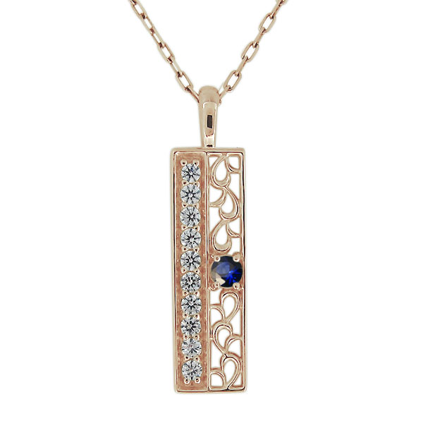 ネックレス サファイア 18金 18k 唐草 プレート レディースペンダント カジュアル プレゼント 母の日 2026