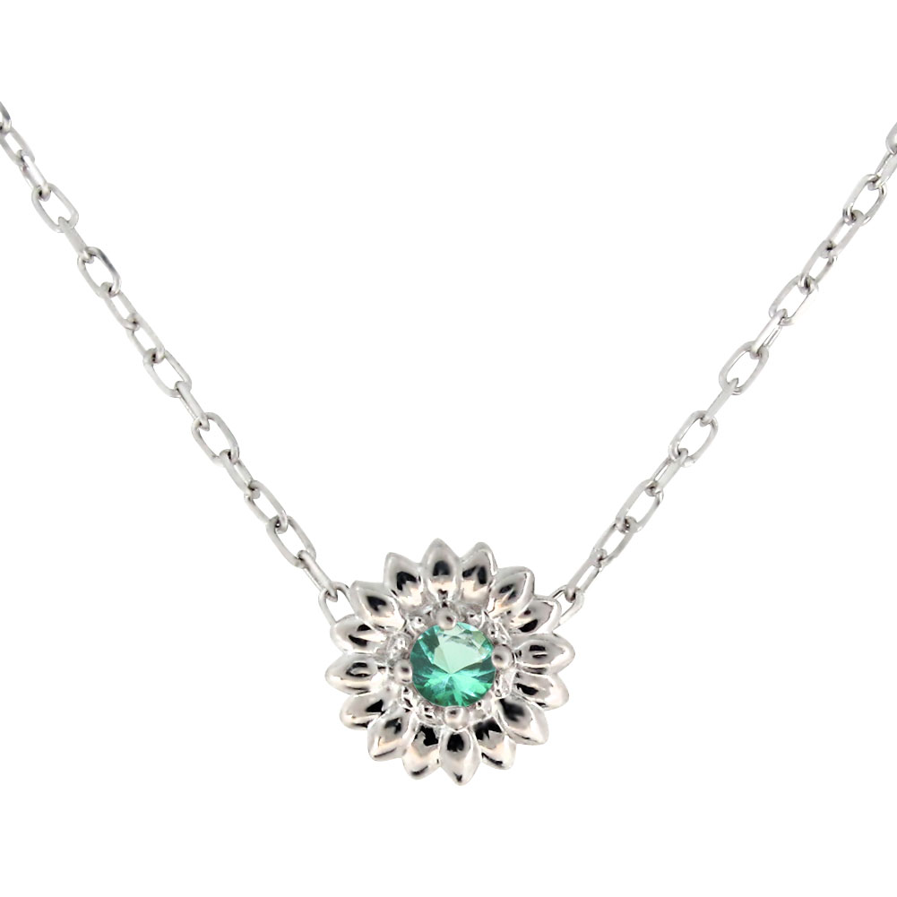 一粒 ネックレス レディース シルバー 花 ひまわり エメラルド 5月誕生石 ペンダント プレゼント 母の日 2026｜PLEJOUR 誕生石ジュエリー専門店