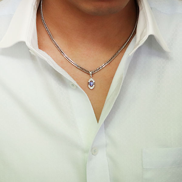 ネックレス トップ メンズ 喜平用 シンプル 10金 K10 タンザナイト ...