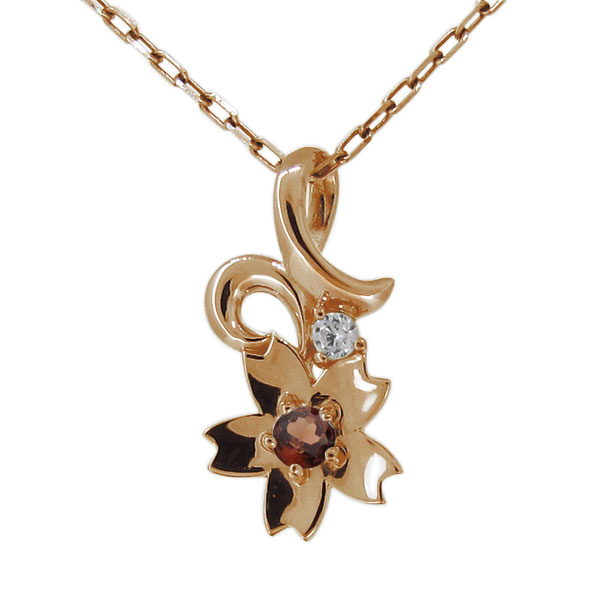ネックレス 18金 18k 花 桜 レディース ガーネット ペンダント 母の日 2026