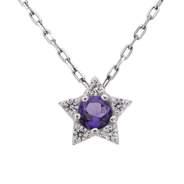 スター ネックレス シンプル アメジスト 星 プラチナ ペンダント レディース ギフト プレゼント 母の日 2026|PLEJOUR 誕生石ジュエリー専門店