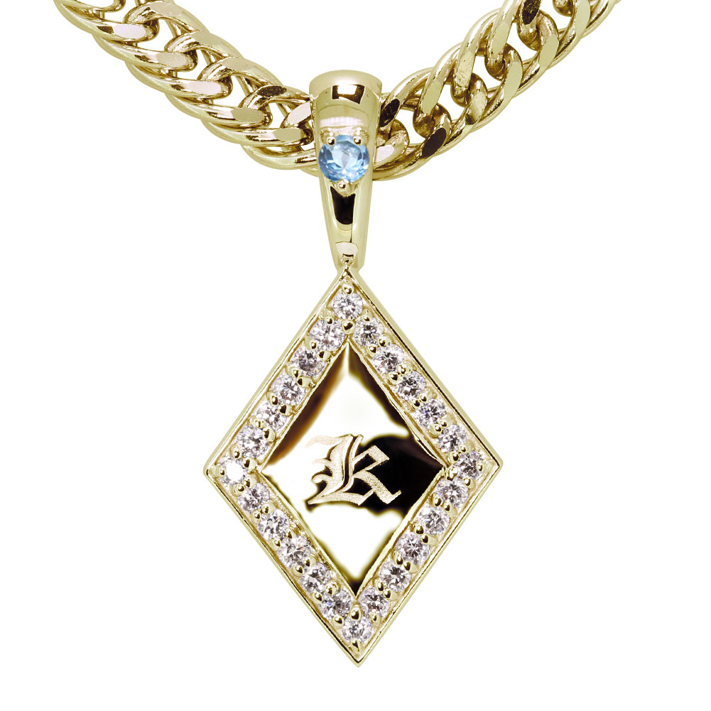 ネックレス 18k メンズ 喜平 18金 イニシャルペンダント ブルートパーズ 父の日 2026|PLEJOUR 誕生石ジュエリー専門店