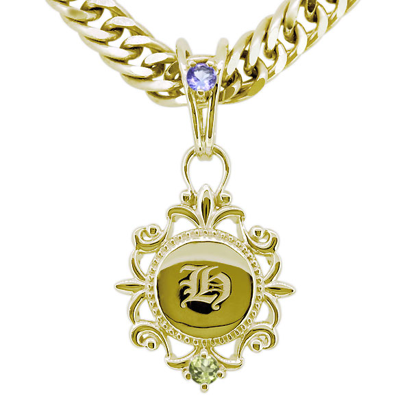 ネックレス メンズ 18金 18k イニシャル タンザナイト 喜平 ペンダント 送料無料 18金 18k ネックレス メンズ ペンダント イエローゴールド イニシャル 選べる出生石 成人男性 大人 プレゼント おしゃれ Daam Mn