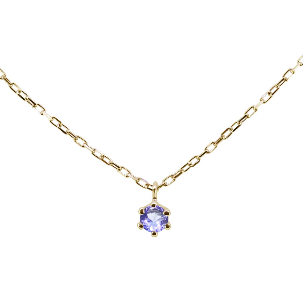 タンザナイト ネックレス 一粒 シンプル レディース スキンジュエリー 10金 小さめ 小粒｜PLEJOUR 誕生石ジュエリー専門店