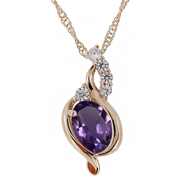 ネックレス 一粒 レディース 18k 18金 大粒 アメジスト ペンダント 大ぶり|PLEJOUR 誕生石ジュエリー専門店