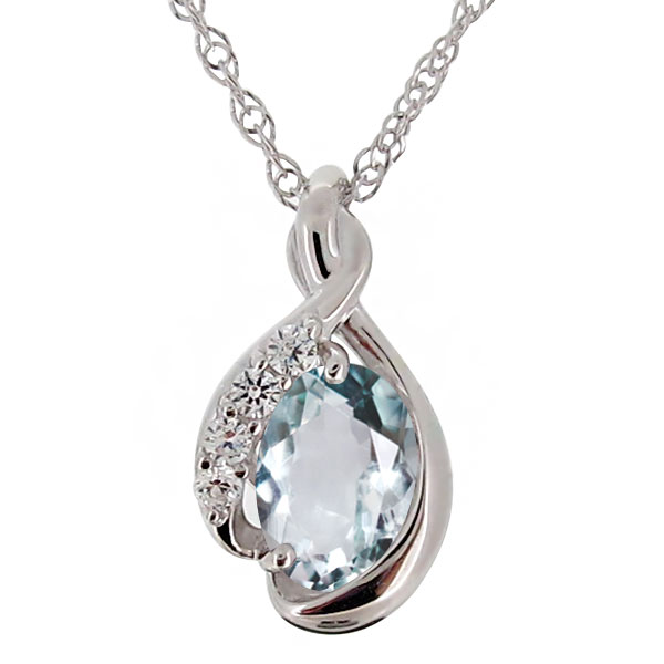楽天市場】ネックレス 大粒 アクアマリン レディース ペンダント