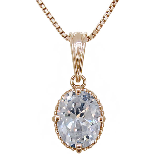 ネックレス レディース シンプル 一粒 キュービックジルコニア 18k 18金 ペンダント