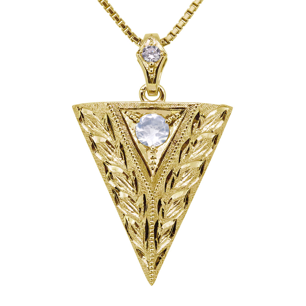ネックレス メンズ 18金 18k 誕生石 6月 ペンダント ゴールド 男性 ロイヤルブルームーンストーン 手彫り 洋彫り 父の日 2026|PLEJOUR 誕生石ジュエリー専門店