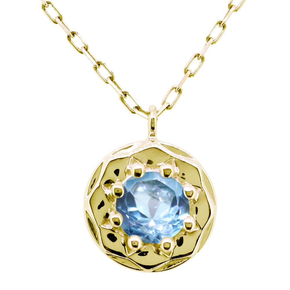 ネックレス 18k 18金 レディース 誕生石 11月 ブルートパーズ 一粒 ペンダント ゴールド ピンク