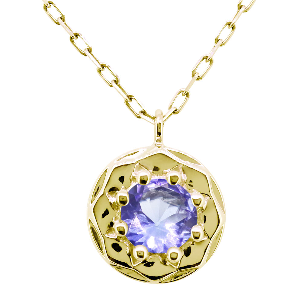 ネックレス 18k 18金 レディース 誕生石 12月 タンザナイト 一粒 ペンダント ゴールド ピンク|PLEJOUR 誕生石ジュエリー専門店