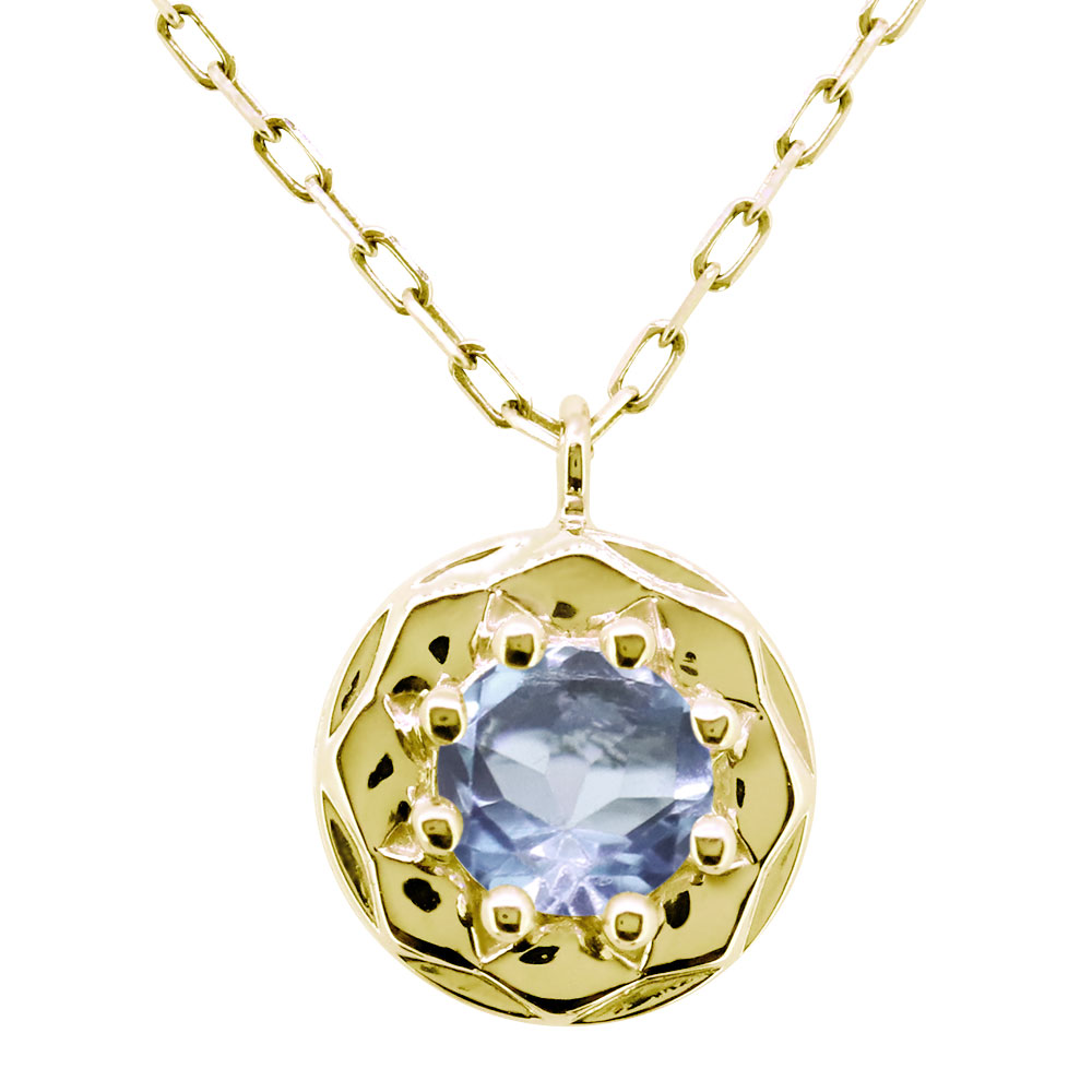 ネックレス 18k 18金 レディース 誕生石 3月 アクアマリン一粒 ペンダント ゴールド ピンク