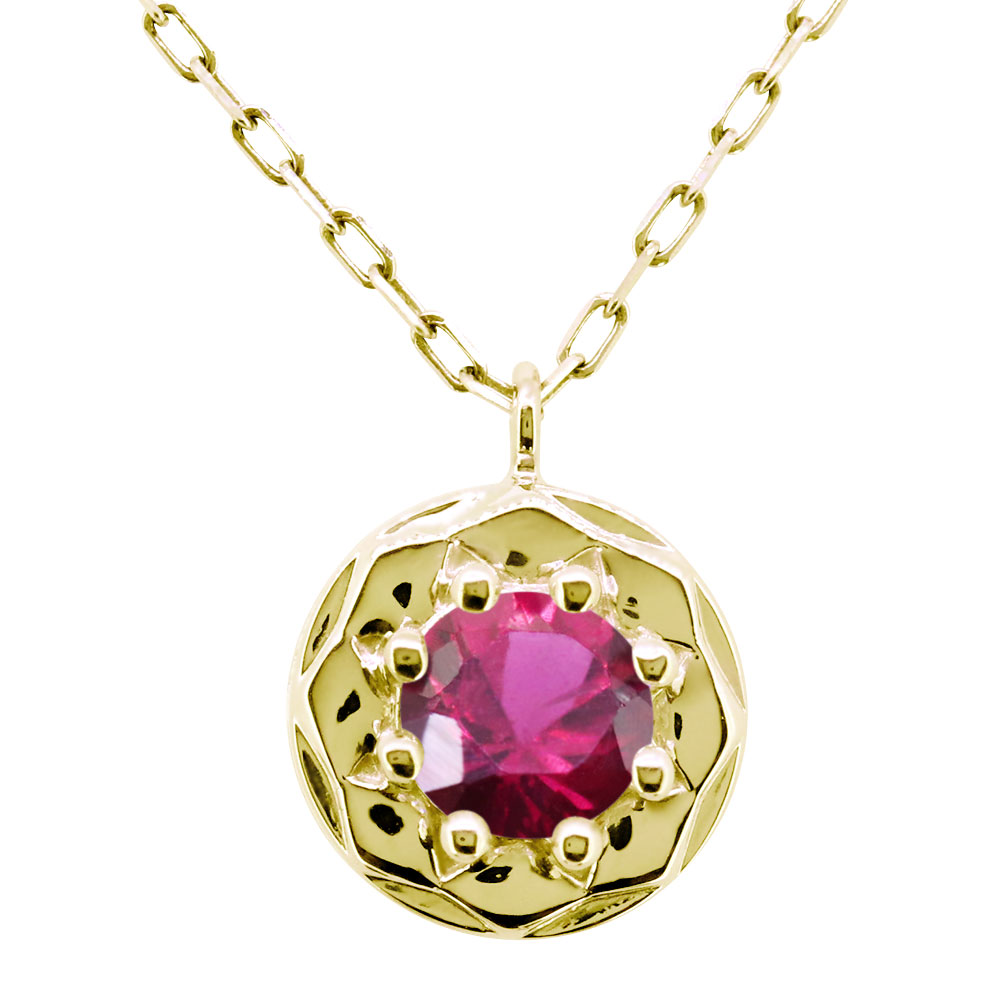 ネックレス 18k 18金 レディース 誕生石 7月 ルビー 一粒 ペンダント ゴールド ピンク|PLEJOUR 誕生石ジュエリー専門店