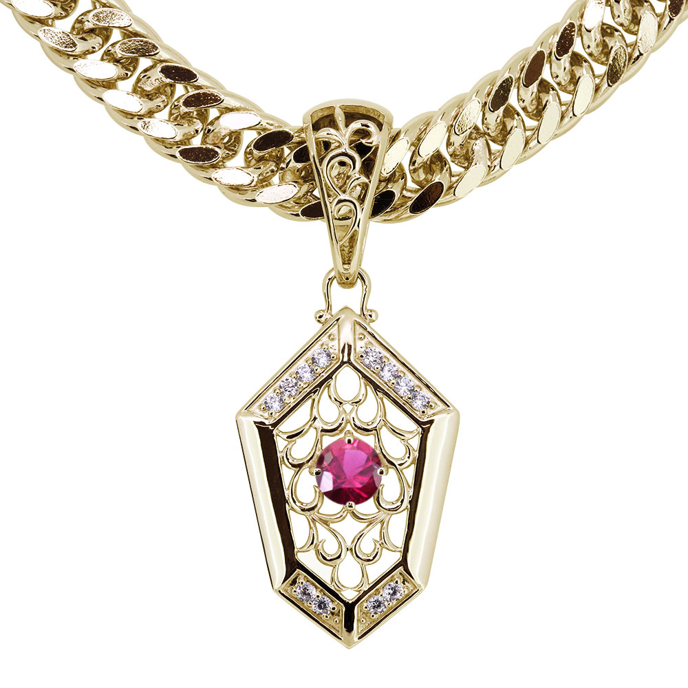 ネックレス 18k 18金 メンズ ゴールド ペンダント ルビー 喜平 誕生石 7月 アラベスク 父の日 2026
